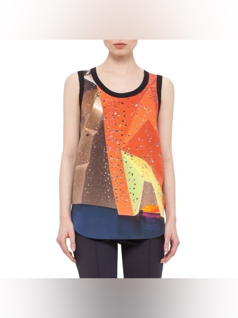 Akris Punto rock climbing sleeveless sweater tank top silk wool blue IT 40 US 4
